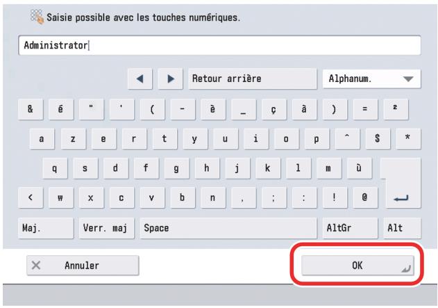CANON IMAGERUNNER ADVANCE C5030I - Saisir le nom d'utilisateur  appuyer sur [OK]. - 1