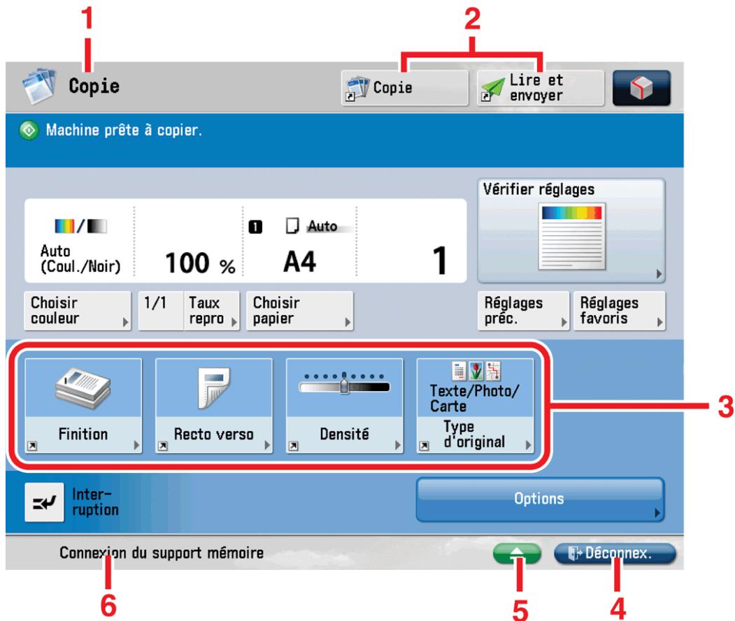 CANON IMAGERUNNER ADVANCE C5030I - Touches de l'afficheur tactile (écran de réglages) - 1