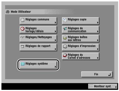 CANON IR5075 - Appuyer sur [Réglages système]. - 1