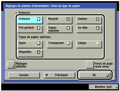 CANON IR5075 - Sélectionner le type de papier voulu  appuyer sur [OK]. - 1