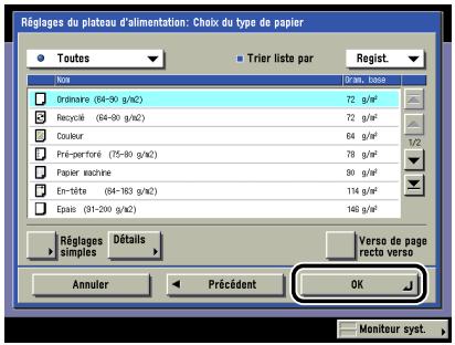 CANON IR5075 - Sélectionner le type de papier voulu  appuyer sur [OK]. - 2