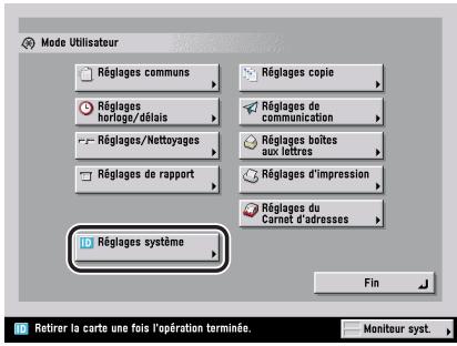 CANON IR5075 - Appuyer sur  [Réglages système]. - 1