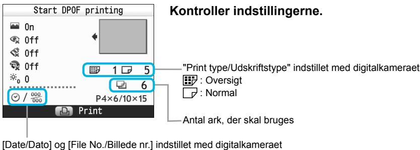 CANON SELPHY CP800 - Udskrivning af billed der vha. indstlinger fra digitalkameraet (DPOF-udskrivning) - 7