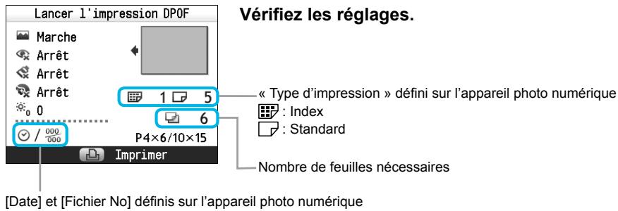 CANON SELPHY CP800 - Impression d'images en utilisant les réglages spécifique à un apparéil photo (Impression DPOF) - 6