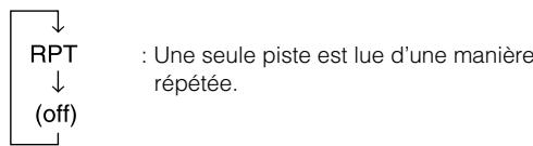 RPT ↓ (off) : Une seule piste est lue d'une manière répétée.
