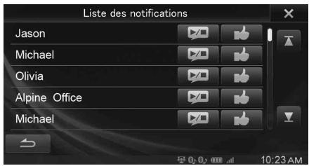 ALPINE INE-W990BT, INE-W990 HDMI, INE-W990HDMI - Exemple d'affichage de l'écranliste des notifications - 1