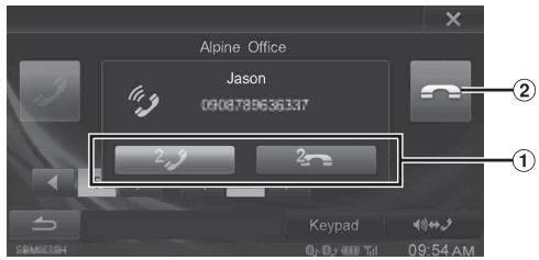 ALPINE INE-W990BT, INE-W990 HDMI, INE-W990HDMI - Recevoir des appels lors du present appel - 1