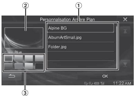 ALPINE INE-W990BT, INE-W990 HDMI, INE-W990HDMI - Exemple d'affichage de I'écran principal Personnalisation Arrière Plan - 1