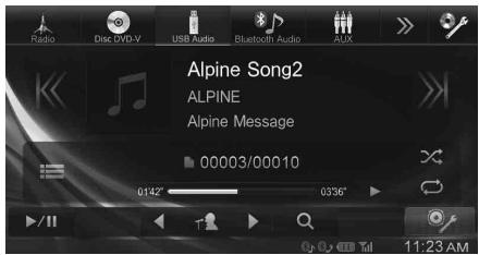ALPINE INE-W990BT, INE-W990 HDMI, INE-W990HDMI - Exemple d'affichage pour un écran principal de l'USB (Mode Information) - 1