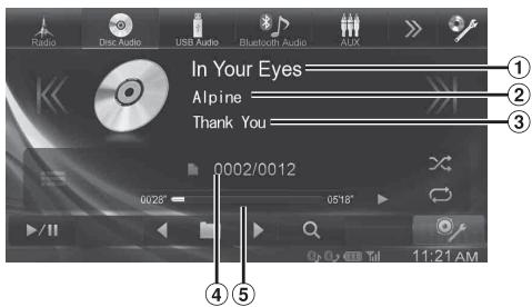 ALPINE INE-W990BT, INE-W990 HDMI, INE-W990HDMI - Exemple d'affichage de I'ecran principal MP3/WMA/AAC - 1