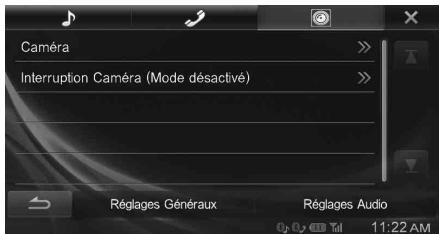 ALPINE INE-W990BT, INE-W990 HDMI, INE-W990HDMI - Utilisation du menu Réglages de la Caméra - 1
