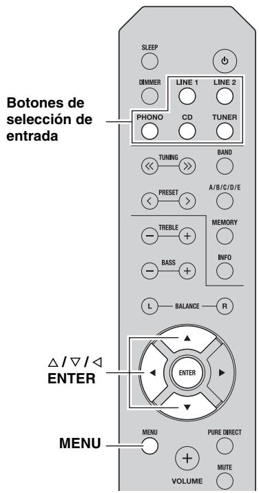 YAMAHA A-S201 - AJUSTE DEL MENU OPTION PARA CADA FUENTE DE ENTRADA - 1