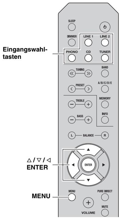 YAMAHA A-S201 - EINSTellen DES OPTION-MENUS FÜR JEDE EINGANGSQUELLE - 1