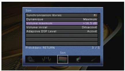 YAMAHA RX-V773 - Configuration des diverses fonctions (menu Réglage) - 3
