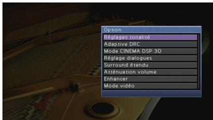 YAMAHA RX-V773 - Appuyez sur OPTION. - 2