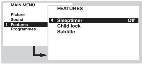 PHILIPS 32PW8718 - Feature settings - 1