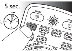 PHILIPS SRP6207 - Example: setting up the universal remote control to operate your TV: - 1
