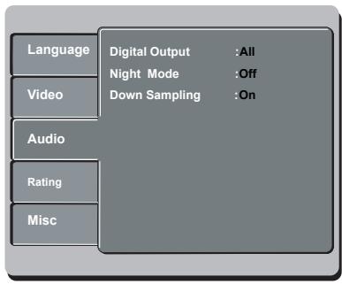 PHILIPS DVP3142 - Utilisation du menu de configuration audio - 1