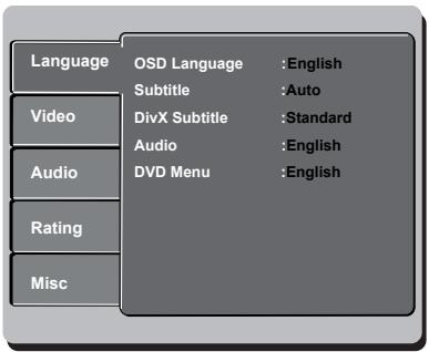 PHILIPS DVP3142 - Utilisation du menu de configuration de la langue - 1