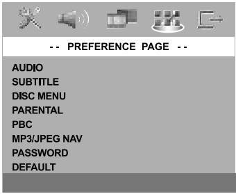 PHILIPS LX3900SA - Menu relatif aux réglages préférentiels - 1