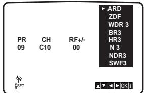 PHILIPS DVD755VR - Appuyez sur  pour selectionner STATION (CHAINE) afin de pouvoir nommer la chaîne. Appuyez sur OK. La liste des noms de chaînes TV s'affiche. - 1