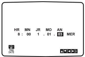 PHILIPS DVD755VR - Au moyen des touches numériques de la télécommande, modifiez les HEURES, MINUTES, JOUR, MOIS et ANNÉE. - 1