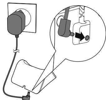 PHILIPS S10A/34 - Branchez l'adaptateur secteur sur (pour les versions avec combiné(s) supplémentaire(s) uniquement): - 1