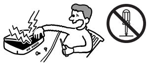 Illustration showing a person using a broken tool to stop a device, with a no-smoking symbol nearby.