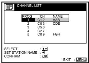 SONY SLV-SE70EG - Changing the station names - 8