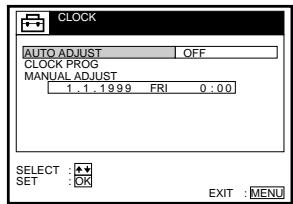 SONY SLV-SE70EG - Setting the clock manually - 6
