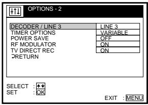 SONY SLV-SE70EG - Changing menu options - 3