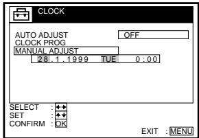 SONY SLV-SE70EG - Setting the clock manually - 10