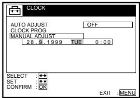 SONY SLV-SE70EG - Setting the clock manually - 12
