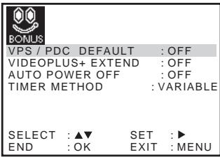 SONY SLV-SE740G - Changing menu options - 2