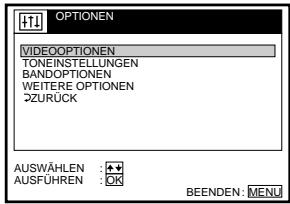 SONY SLV-SF900D - Ändern von Menüoptionen - 1