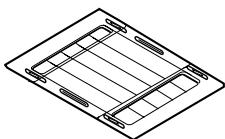 Dessin au trait isométrique d'un plateau rectangulaire avec une grille interne et des poignées (sans texte ni symboles)