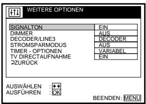 SONY SLV-SF900D - Menü WEITERE OPTIONEN - 1