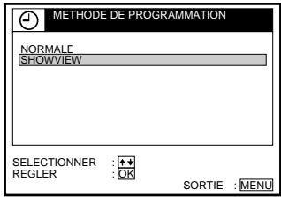 METHODE DE PROGRAMMATION NORMALE SHOWVIEW SELECTIONNER : ★★ REGLER : OK SORTIE : MENU