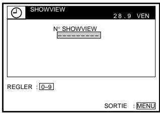 SHOWVIEW 28.9 VEN N° SHOWVIEW REGLER : 0-9 SORTIE : MENU