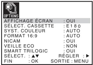 SONY SLV-SX737D - Modification des options de menu - 1