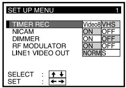 SONY SLV-T2000MN - Changing menu options - 1