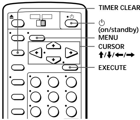 TIMER CLEAR (ON/Standby) MENU CURSOR ↑/↓/←/→ EXECUTE