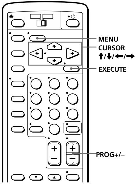 MENU CURSOR ↑/↓/←/→ EXECUTE PROG+/−