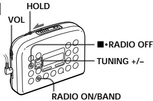 HOLD VOL ■•RADIO OFF TUNING +/- RADIO ON/BAND