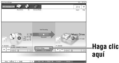 SONY MZ-NE410CK - Seleccione (CD) para [1 Sources] y (Music Drive) para [2 Targets] y, a continuacion, haga click en [3 Jump to Record Window]. - 2