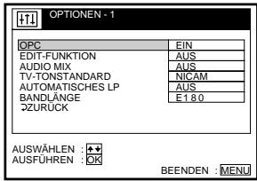 SONY SLV-SE60AE2 - Einstellen von Menüoptionen - 2