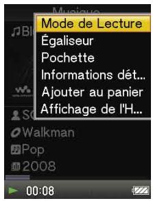 SONY NWZ-E436F - Utilisation de la touche OPTION - 1