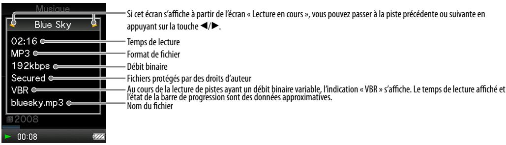 SONY NWZ-E436F - ^*2 Ecran « Informations détaillées » - 1