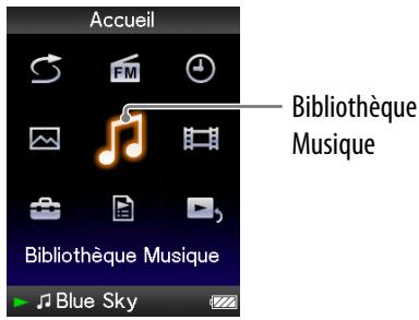 SONY NWZ-E436F - Recherche de pistes (Bibliothèque Musique) - 1
