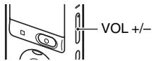 SONY ICD-UX200F - Druk op VOL + / - om het volume aan te passen. - 1
